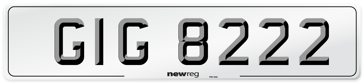 GIG 8222 Number Plate from New Reg